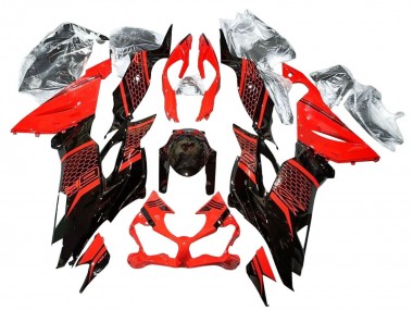 Carenado Moto Kawasaki ZX6R 2019-2022 - Rojo Negro Brillante Honeycomb