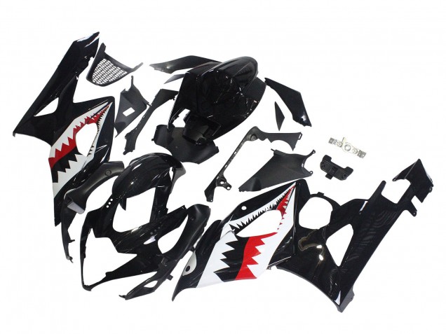 Carenado Moto Suzuki GSXR 1000 2005-2006 - Negro Brillante Rojo Blanco Tiburón