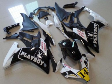Carenado Moto Honda CBR500R 2013-2015 - Blanco Amarillo Negro Brillante Playboy 14