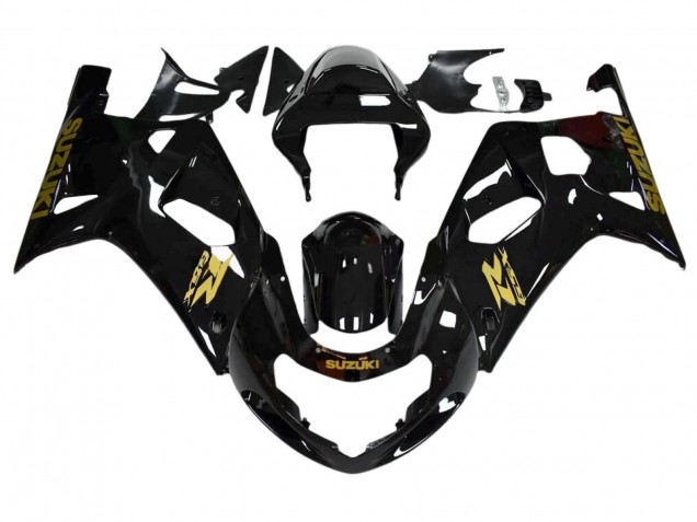 Carenado Moto Suzuki GSXR 600 / GSXR 750 2001-2003 - Negro Brillante Oro Calcomanía