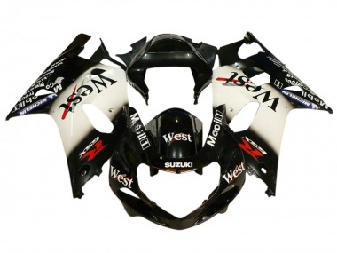 Carenado Moto Suzuki GSXR 600 / GSXR 750 2001-2003 - Negro Brillante Blanco West Rojo