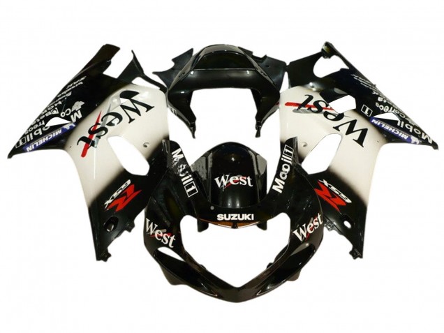 Carenado Moto Suzuki GSXR 600 / GSXR 750 2001-2003 - Negro Brillante Blanco West Rojo