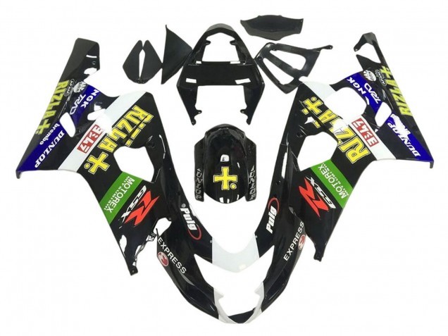 Carenado Moto Suzuki GSXR 600 / GSXR 750 2001-2003 - Negro Brillante Verde Blanco Amarillo Rizla