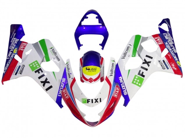 Carenado Moto Suzuki GSXR 600 / GSXR 750 2004-2005 - Blanco Azul Rojo Amarillo Verde Fixi