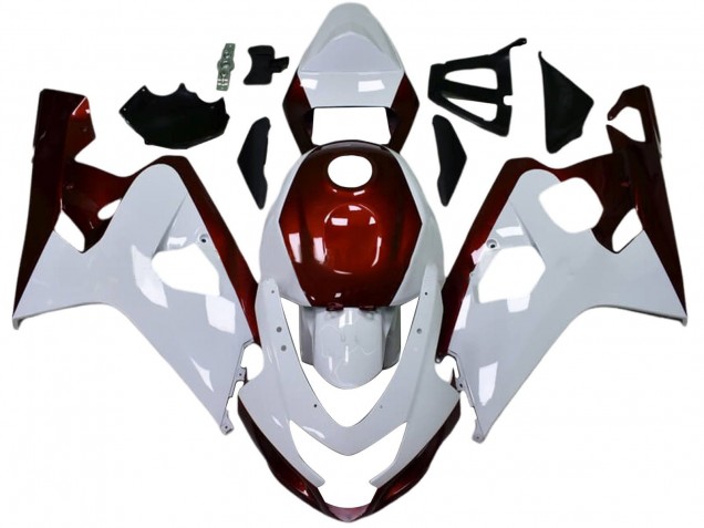Carenado Moto Suzuki GSXR 600 / GSXR 750 2004-2005 - Blanco Rojo Caramelo Negro