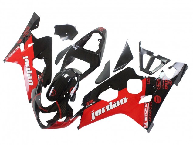 Carenado Moto Suzuki GSXR 600 / GSXR 750 2004-2005 - Negro Brillante Rojo Jordan Michelin