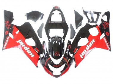 Carenado Moto Suzuki GSXR 600 / GSXR 750 2004-2005 - Negro Brillante Rojo Jordan Michelin