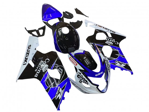Carenados Moto Suzuki GSXR 600 / GSXR 750 2004-2005 - Blanco Azul Negro Corona Motul