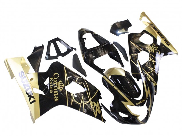 Carenado Moto Suzuki GSXR 600 / GSXR 750 2004-2005 - Negro Brillante Oro Corona