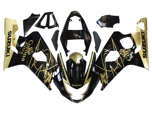 Carenado Moto Suzuki GSXR 600 / GSXR 750 2004-2005 - Negro Brillante Oro Corona