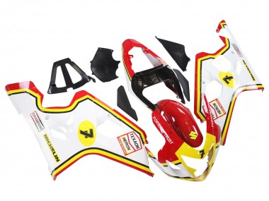 Carenado Moto Suzuki GSXR 600 / GSXR 750 2004-2005 - Blanco Rojo Amarillo Michelin Texaon Heron 7
