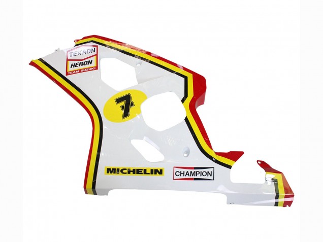 Carenado Moto Suzuki GSXR 600 / GSXR 750 2004-2005 - Blanco Rojo Amarillo Michelin Texaon Heron 7