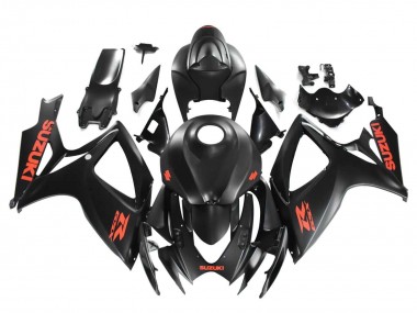 Carenado Moto Suzuki GSXR 600 / GSXR 750 2004-2005 - Negro Mate Rojo Calcomanía