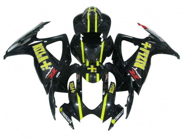 Carenado Moto Suzuki GSXR 600 / GSXR 750 2006-2007 - Negro Brillante Amarillo Rizla