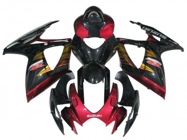 Carenados Moto Suzuki GSXR 600 / GSXR 750 2006-2007 - Negro Brillante Rojo Oro