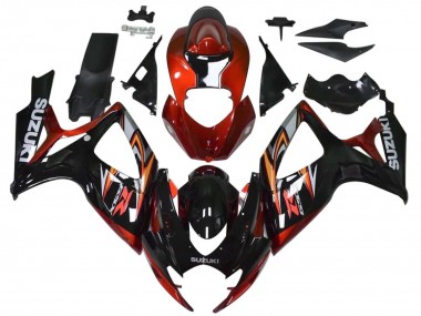 Carenado Moto Suzuki GSXR 600 / GSXR 750 2006-2007 - Rojo Negro Brillante Naranja