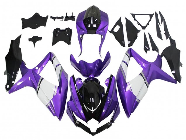 Carenado Moto Suzuki GSXR 600 / GSXR 750 2008-2010 - Púrpura Blanco Negro Brillante