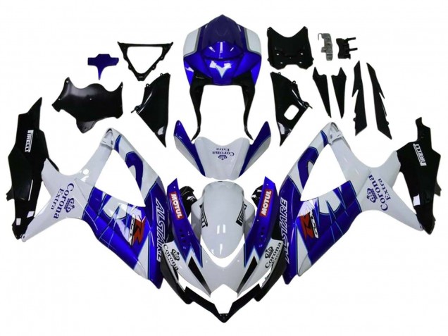 Carenado Moto Suzuki GSXR 600 / GSXR 750 2008-2010 - Blanco Azul Negro Mate Rojo Motul