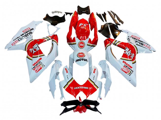 Carenado Moto Suzuki GSXR 600 / GSXR 750 2008-2010 - Blanco Rojo Motul Lucky Strike