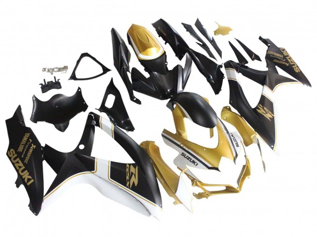 Carenado Moto Suzuki GSXR 600 / GSXR 750 2008-2010 - Negro Mate Blanco Oro