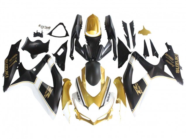 Carenado Moto Suzuki GSXR 600 / GSXR 750 2008-2010 - Negro Mate Blanco Oro