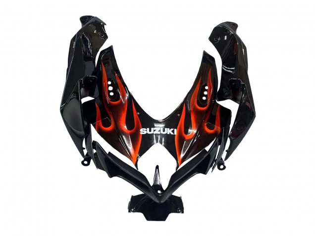 Carenado Moto Suzuki GSXR 600 / GSXR 750 2008-2010 - Negro Brillante Naranja Llama