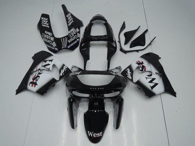 Carenado Moto Kawasaki ZX9R 1998-1999 - Negro Brillante Blanco West