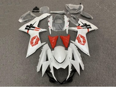 Carenado Moto Suzuki GSXR 600 / GSXR 750 2008-2010 - Blanco Rojo Lipstick