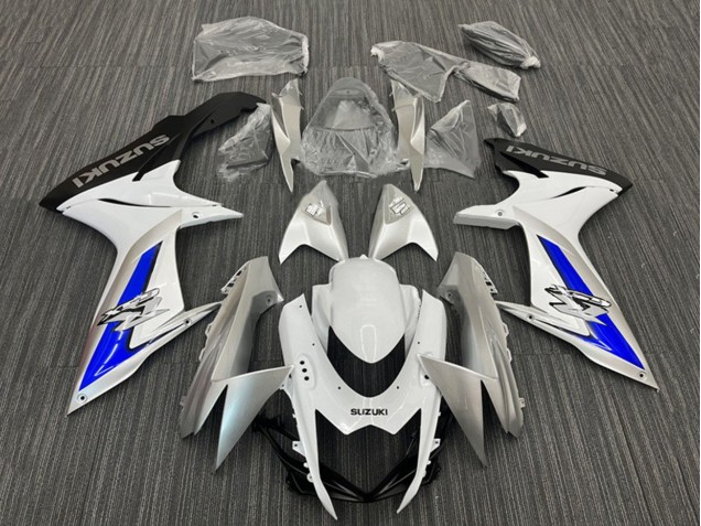 Carenado Moto Suzuki GSXR 600 / GSXR 750 2011-2024 - Blanco Plata Azul Negro