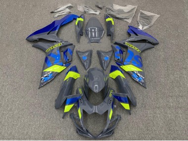 Carenado Moto Suzuki GSXR 600 / GSXR 750 2011-2024 - Nardo Gris Oscuro Azul Fluorescent Amarillo