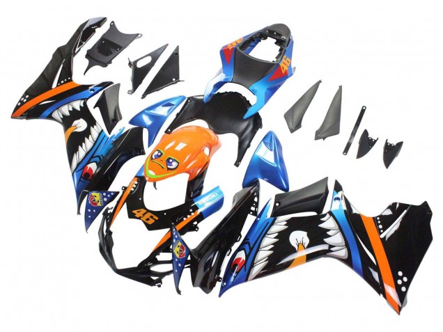 Carenado Moto Suzuki GSXR 600 / GSXR 750 2011-2024 - Azul Claro Naranja Negro Blanco Tiburón 46