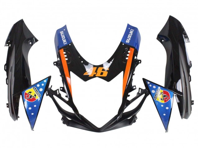 Carenado Moto Suzuki GSXR 600 / GSXR 750 2011-2024 - Azul Claro Naranja Negro Blanco Tiburón 46
