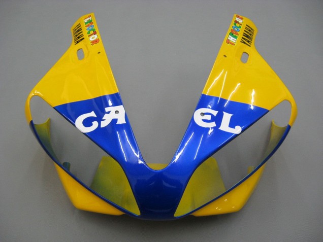 Carenado Moto Yamaha YZF 1000 R1 2000-2001 - Blanco Amarillo Azul Motul Camello