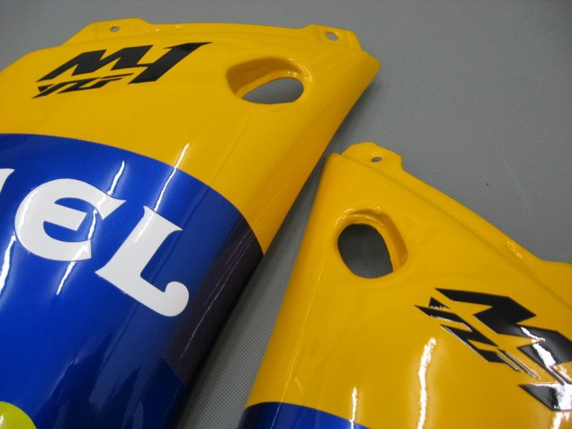 Carenado Moto Yamaha YZF 1000 R1 2000-2001 - Blanco Amarillo Azul Motul Camello