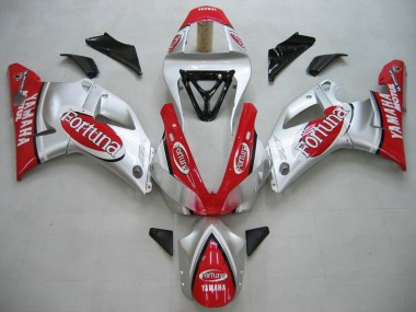 Carenado Moto Yamaha YZF 1000 R1 2000-2001 - Plata Rojo Fortuna Motul