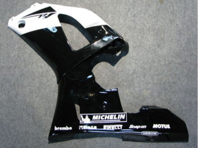 Carenado Moto Yamaha YZF 1000 R1 2000-2001 - Negro Brillante Blanco Michelin