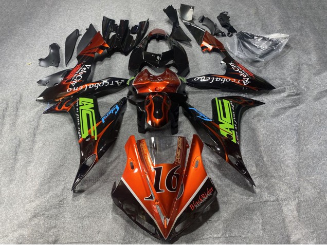 Carenado Moto Yamaha YZF 1000 R1 2002-2003 - Naranja Negro Neon Verde Llama 16