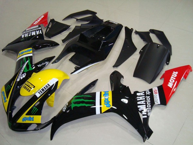 Carenado Moto Yamaha YZF R1 2002-2003 - Negro Brillante Amarillo Rojo Verde Motul Monstruo