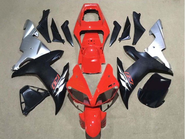 Carenado Moto Yamaha YZF 1000 R1 2002-2003 - Rojo Plata Negro Mate