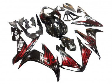 Carenado Moto Yamaha YZF 1000 R1 2004-2006 - Negro Brillante Rojo Llama