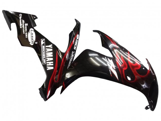Carenado Moto Yamaha YZF 1000 R1 2004-2006 - Negro Brillante Rojo Llama