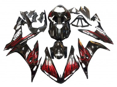 Carenado Moto Yamaha YZF 1000 R1 2004-2006 - Negro Brillante Rojo Llama