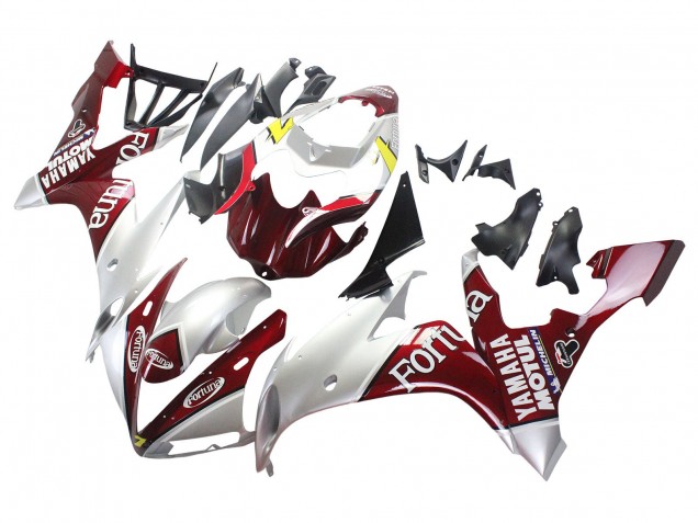 Carenado Moto Yamaha YZF 1000 R1 2004-2006 - Plata Rojo Fortuna Motul