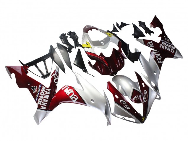 Carenado Moto Yamaha YZF 1000 R1 2004-2006 - Plata Rojo Fortuna Motul