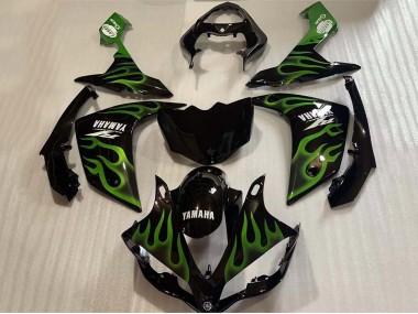 Carenado Moto Yamaha YZF 1000 R1 2004-2006 - Negro Brillante Verde Llama Blanco Calcomanía