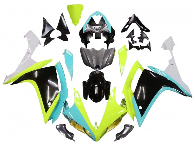 Carenado Moto Yamaha YZF 1000 R1 2007-2008 - Azul Claro Verde Lima Negro