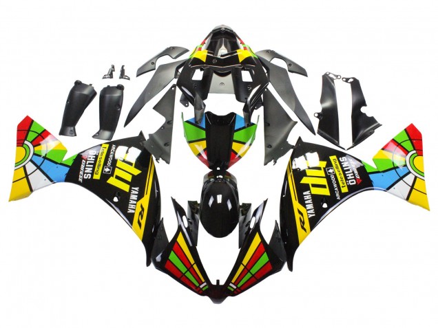 Carenado Moto Yamaha YZF 1000 R1 2012-2014 - Negro Brillante Amarillo Verde Azul Rojo RuedaColores