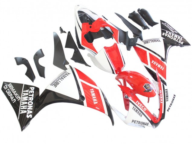 Carenado Moto Yamaha YZF 1000 R1 2012-2014 - Blanco Rojo Negro Brillante Petronas