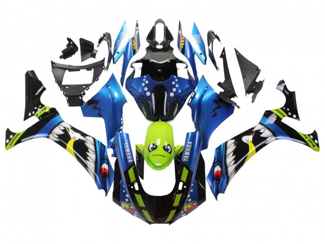 Carenado Moto Yamaha YZF 1000 R1 2020-2025 - Azul Verde Negro Tiburón