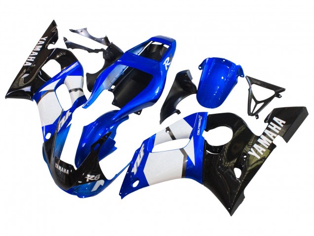 Carenado Moto Yamaha YZF 600 R6 1998-2002 - Blanco Azul Negro Brillante